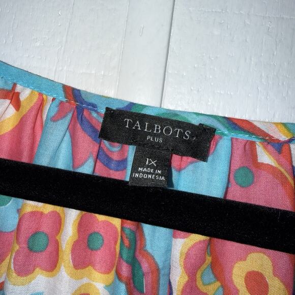 Talbots Women’s Fiesta Paisley Tassel Popover Top Multicolor Size 1X - Picture 5 of 6